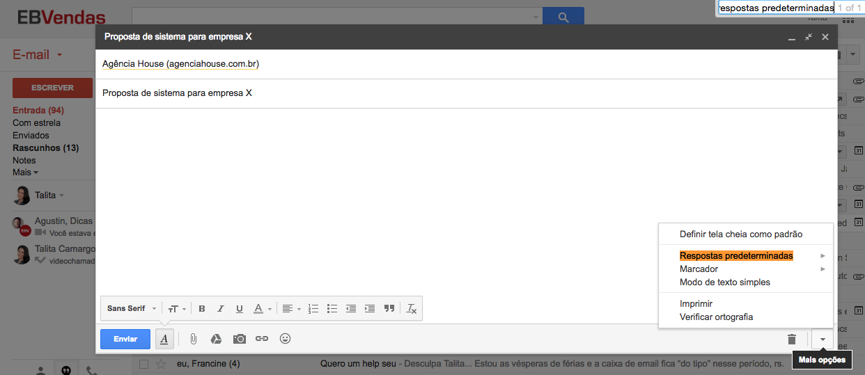 como usar resposta predeterminada no gmail